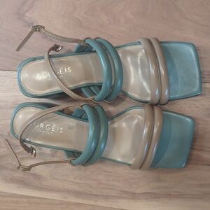 TORGEIS GREEN AND CREAM SANDALS